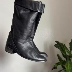 Vintage Dexster Black Leather Women's Boots.wather Repaired .New Condition